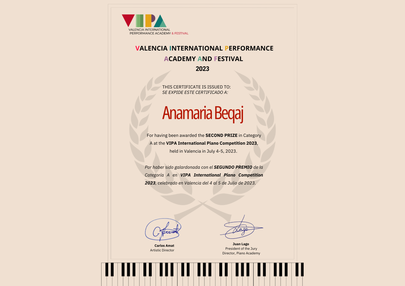 Anamaria Beqaj Diploma